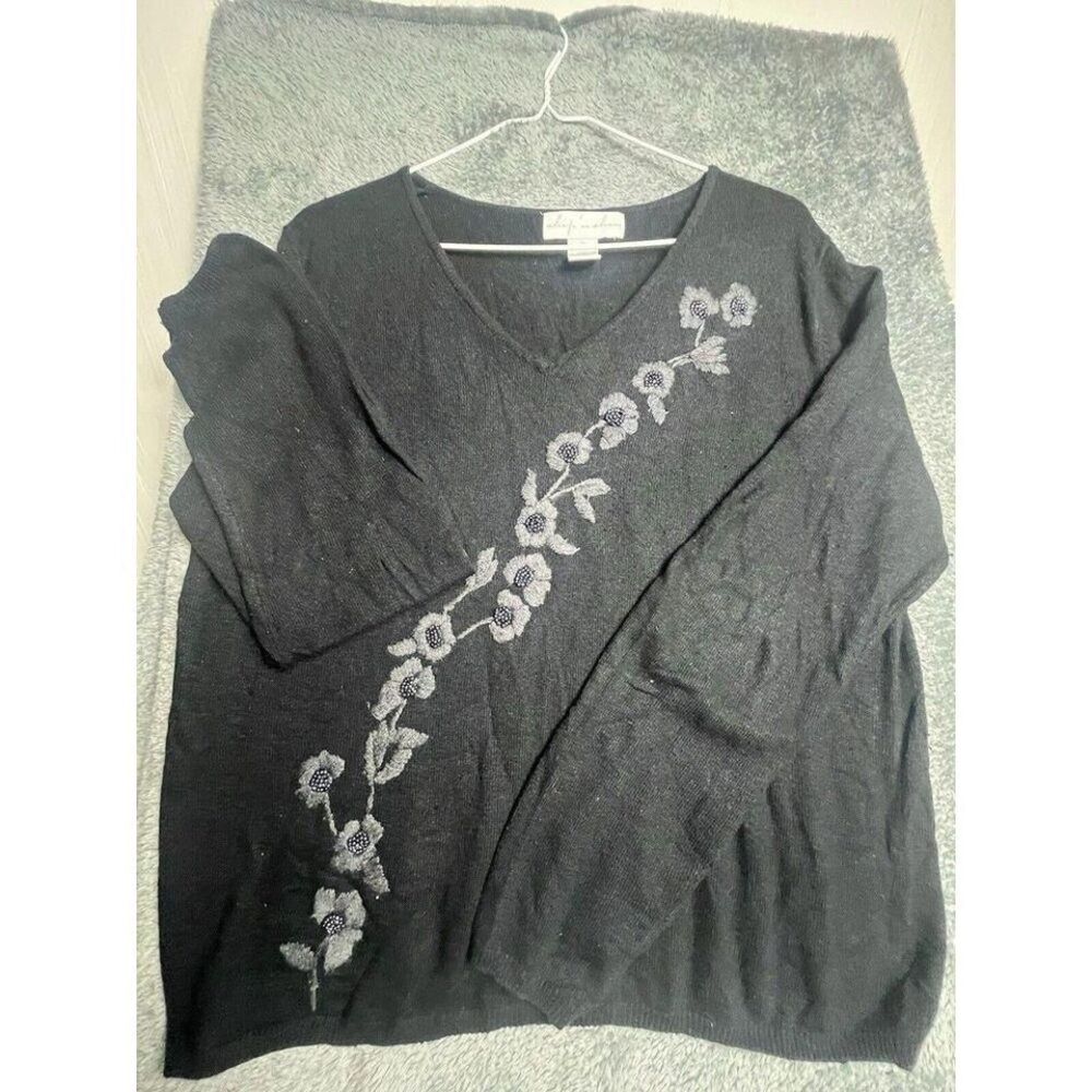 Ships In Shore Silk Angora Rayon‎ And Cashmere Blend Sweater Size Xlarge Flowers